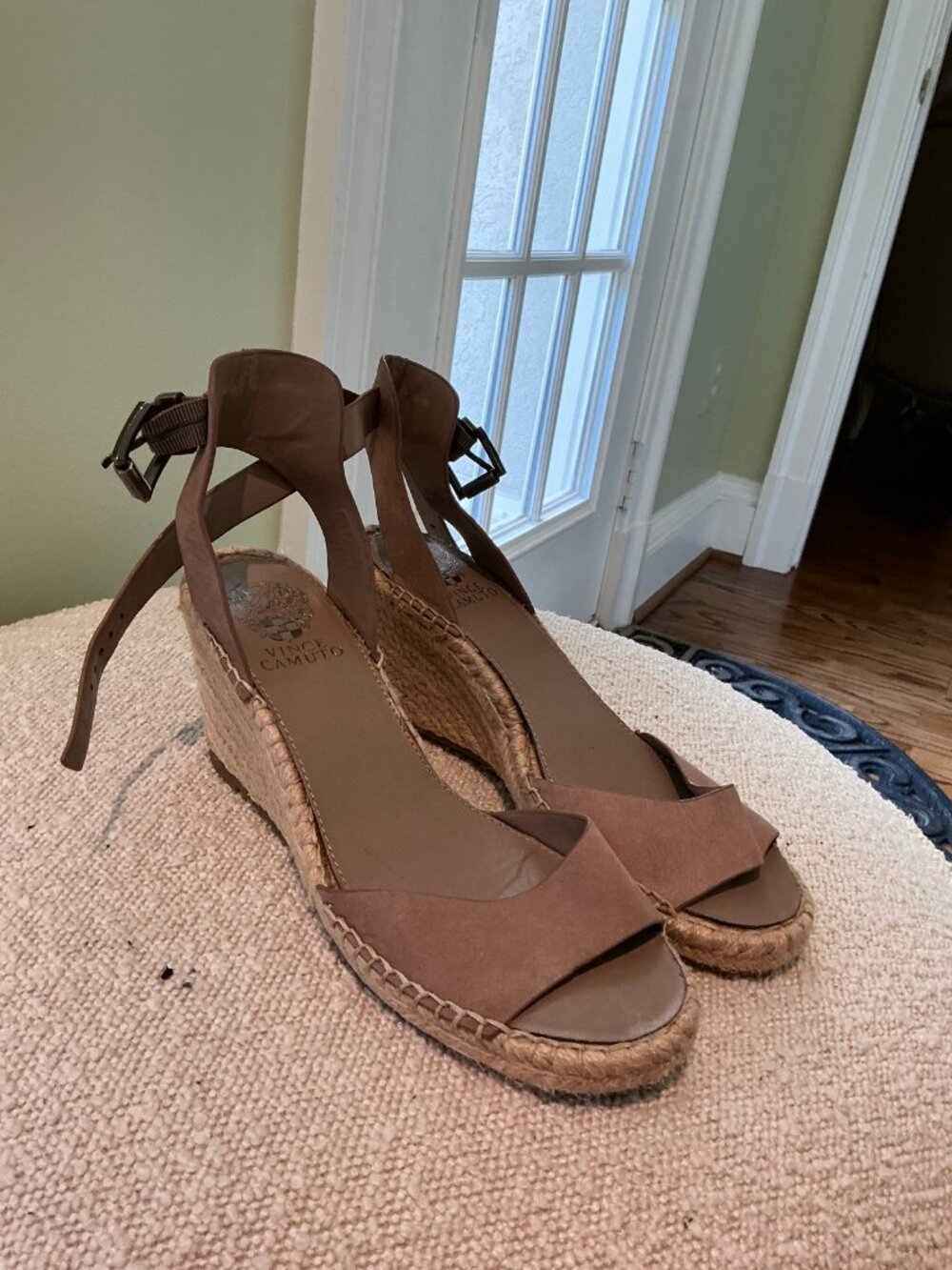 Vince Camuto Taupe Espadrille Wedge Sandals Size 8.5
